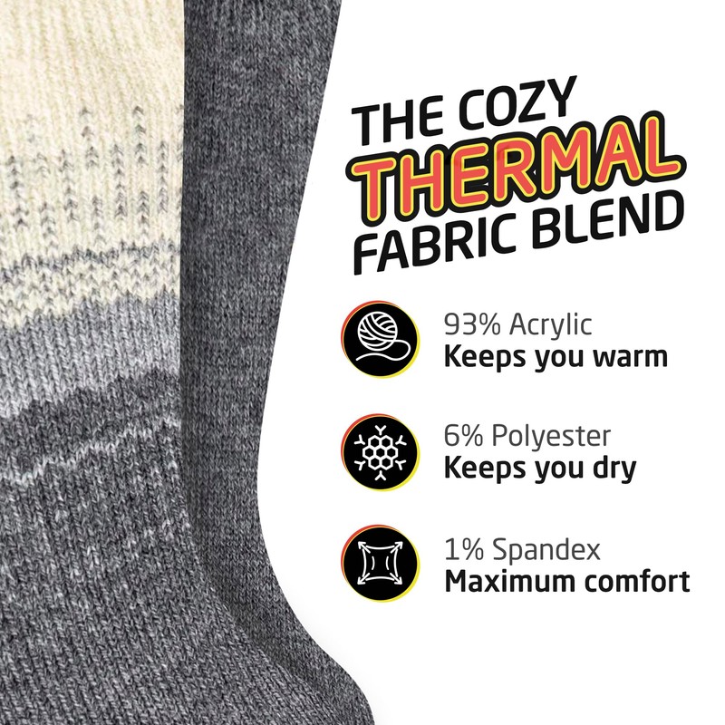 HOT FEET Thermal Socks for Men, Extreme Cold Weather, 2/4