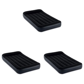 Intex Dura Beam Pillow Rest Classic Inflatable Blow Up Mattress Air Bed with Internal Built in Pump Accommodates Up to 300 Pounds, Twin (3 Pack)