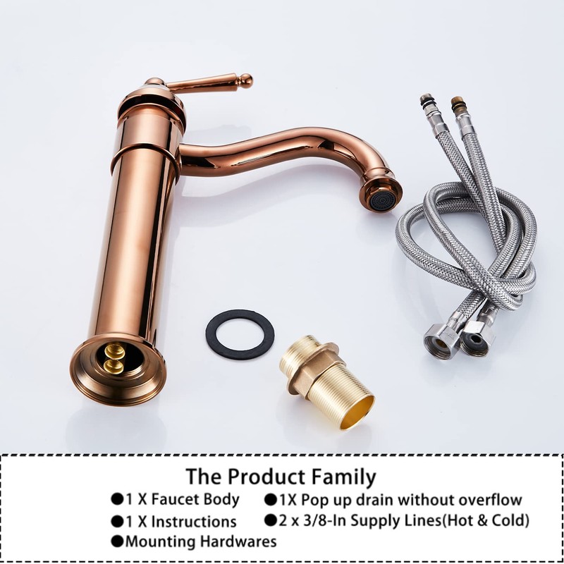 GGStudy Tall Body Single Handle One Hole Bathroom Vessel Sink