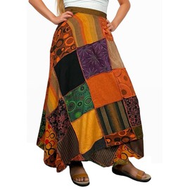 Agan Traders Women’s 2025 Summer Boho Maxi Skirt for Fall Patched Tie Up High Waisted Long Skirt Bohemian Wrap Cover Up, Rust, XX-Large-3X-Large Plus