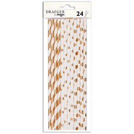 DRAEGER PARIS 1886 24 Trinkhalme, Holz, Gold, 19.5 x 0.5 x 0.5 cm