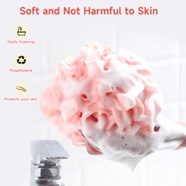 Luffa Loofah Sponge Shower Loofahs 50g Shower Bath Sponges Exfoliating Mesh Pouf Mesh Balls 4 Colors for Body Wash Back Scrubber Bathroom Men Women Soft Scrubber Cleaning Bathing Accessories Tool