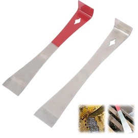 Taicols 2-Piece Flat Pry Bar Kit, Stainless Steel Pry Bar Scraper Kit, Wall Protection Trimming and Pulling Tool, Portable Trimming and Pulling Tool for Kitchen Renovation, Scraping (Red+Silver)