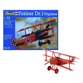 Revell Modellbausatz Flugzeug 1:72 - Fokker Dr.1 Triplane im Maßstab 1:72, Level 4, originalgetreue Nachbildung mit vielen Details, 04116, Unlackiert