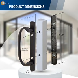 8.5" Legacy Sliding Patio Glass Door Black Dummy Handle Replacement Set | Sash Controls 2265 Handle Dummy Set | Fits 3-15/16" Screw Holes and 1-1/4" to 2-1/4" Door Thickness - No Latch, No Mortise
