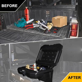 BESTAOO UTV Ranger Bed Storage Box 21L/5.5GAL Compatible with 2016-2025 Polaris Ranger 1000 XP 900 570 500 Solid Bed Cargo Box Rear Trunk Organizer With Lock (Right/Passenger Side)