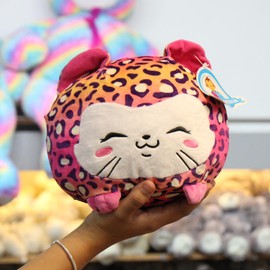 PELUCHERIA - Bolita Jaguar Peluche 26 cm Squishy Cheetah Animal Print Pink Pillow Cojín Mayoreo Suave Esponjoso Poliéster Calidad Resistente Ideal Regalo Bebés Niños Niñas Decoración (1 pza)