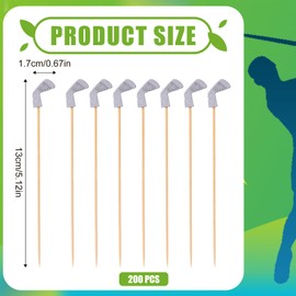 200pcs Golf Club Cocktail Picks, Golf Club Skewers Golf Themed Toothpicks Golf Cocktail Picks Disposable Sandwich Fruit Cocktail Picks for Buffet Party Holiday Supplies