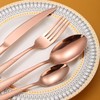 A · HOUSEWARE Hammered Flatware Set Copper/Rose Gold Silverware 20