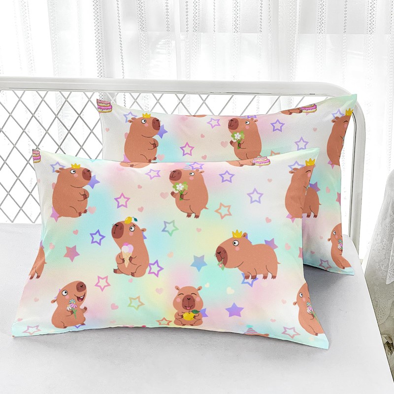 AILONEN Kawaii Capybara Fitted Sheet Set Twin Size,Cute Cartoon Capybara