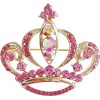 Navachi Gold Plated Multicolor Crystal Royal Crown Brooch Pins
