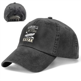 with The Kayak in to The Nature Baseball Cap Golf Dad Hat Adjustable Original Classic Low Profile Cotton Hat Men Women, Never Underestimate an Old Man With a Kayak 1 Black 18, One Size