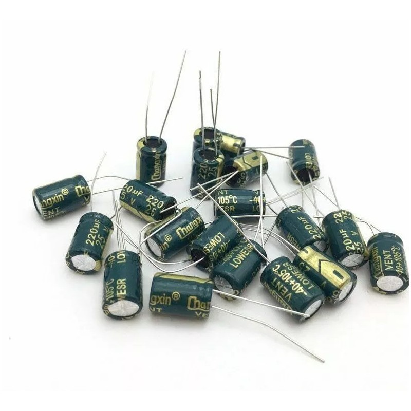 Unbranded 4 pcs - 220uf 25v 105c radial electrolytic capacitors