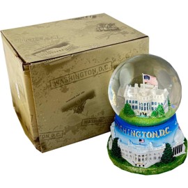 The White House Washington DC Snow Globe – White House, U.S. Capitol, Lincoln & Jefferson Memorials, Washington Monument, Iwo Jima, WWII & Vietnam Memorials – 4.5" Tall – Souvenir & Collectible Gift