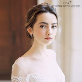 Sterling Silver Hoop Drop Earrings for Women, Hypoallergenic Silver Small Huggie Hoop Earrings with Trinity Cubic Zirconia Drop Hoop Earrings Birthday Christmas Wedding Jewellery Gift for Ladies Girls