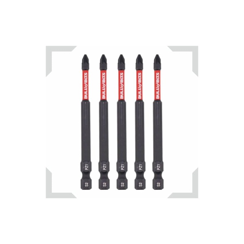 5X Bull Bits 90mm PZ1 Impact Screwdriver Bits Set –