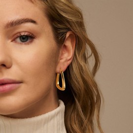 Kleine Gold Creolen Ohrringe für Damen, 14K Vergoldet Silber 925 Gedrehte Ohrringe Klobige Gedrehte Große Dicke Silber Ohrringe Creolen Trendige Geometrische Creolen Ohrringe Quadratische Ohrringe