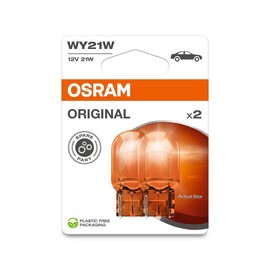 Osram Original 12 V, WY21W, 7504-2BL, Glass Wedge Base, Halogen Signal Lamp, Double Blister (2 Lamps)