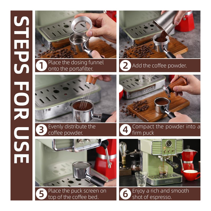 58mm Espresso Accessories Kit,316 Stainless Steel WDT Tool Espresso,Dosing Funnel