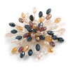 Oversized Layered Multicoloured Faceted Glass Bead Gold Wire Brooch/Handmade/75mm Diameter