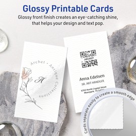 Avery Printable Rectangle Business Cards, Sure Feed Technology, 2" x 3-1/2", Glossy White Cardstock, Print-To-The-Edge, Laser/Inkjet Printable, 100 Total