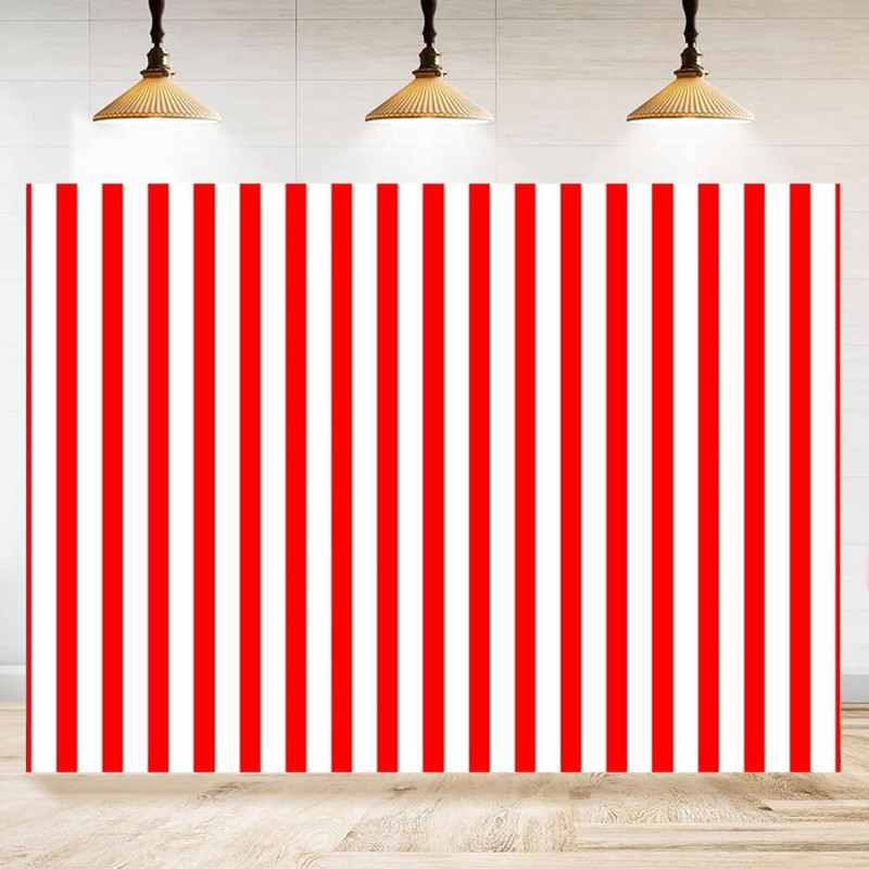 7x5ft Red and White Striped Backdrop Movie Themed Red Striped