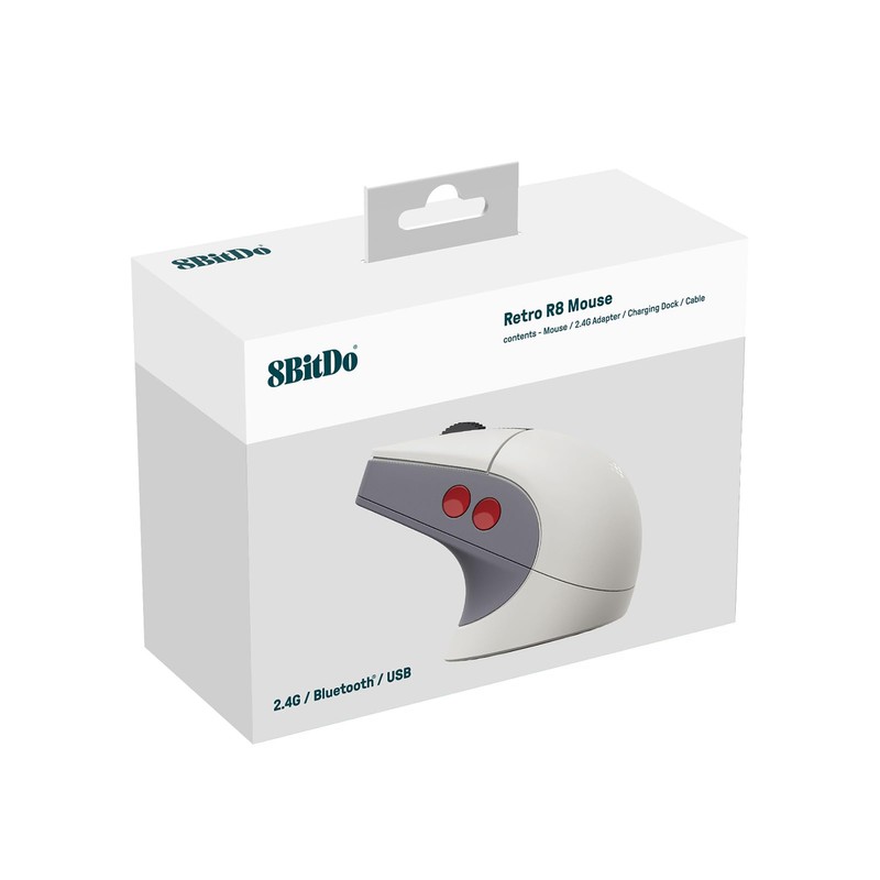 8Bitdo Retro R8 Mouse with Charging Dock, PAW 3395 Optical