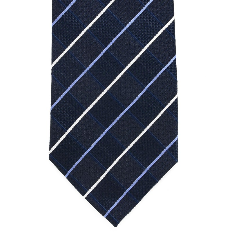 Michi Kolondon Brand Necktie, 100% Silk, Jacquard Woven, Plaid Pattern,