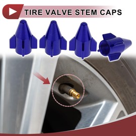 HEROFFIX 4 Pcs Mini Rocket Style Tire Valve Stem Caps Decorative Tyre Valve Dust Covers 7x22mm Blue Aluminum Alloy