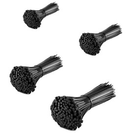 TTCUDADN Black Cable Ties 400 pcs – 4 Sizes, Heavy Duty Zip Ties for Wire Management, Self-Locking Nylon Tie Wraps with Lengths 100 150 200 250 mm for Garden Home Office and DIY
