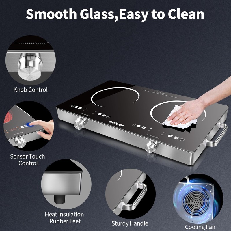 Karinear Portable Electric Stove 110V, 1800W Electric Hot Plate with