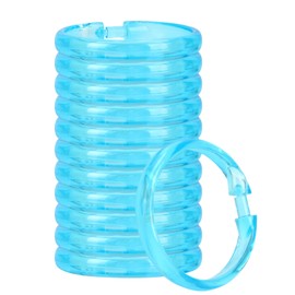 Qulable Shower Curtain Rings-12 Pack- Plastic Shower Curtain Hooks O-Shaped Rings Hook Glide Easily on Bathroom Shower Rod(Transparent Blue)