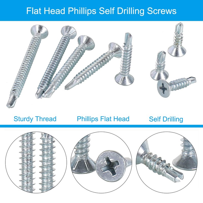 FandWay 360 Pcs M4.2(#8) Zinc Plated Steel Countersunk Head Phillips