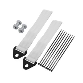 HEROFFIX 2 Set Front Bumper Car Tow Strap Trim Trailer Belt with Rope Trailer Hook Nylon Silver Tone Replace Parts