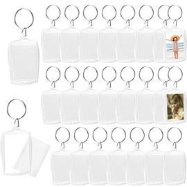 Norhogo Pack of 25 Transparent Picture Frame Key Ring Photo Acrylic with Key Ring Picture Transparent Picture Frame Photo Pendant for Family Friends Gifts 4.0 x 5.5 cm, transparent