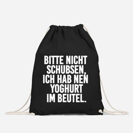 MoonWorks Gym Bag, "Bitte nicht schubsen ich hab nen Yoghurt in Bag", Cotton Black One Size, black