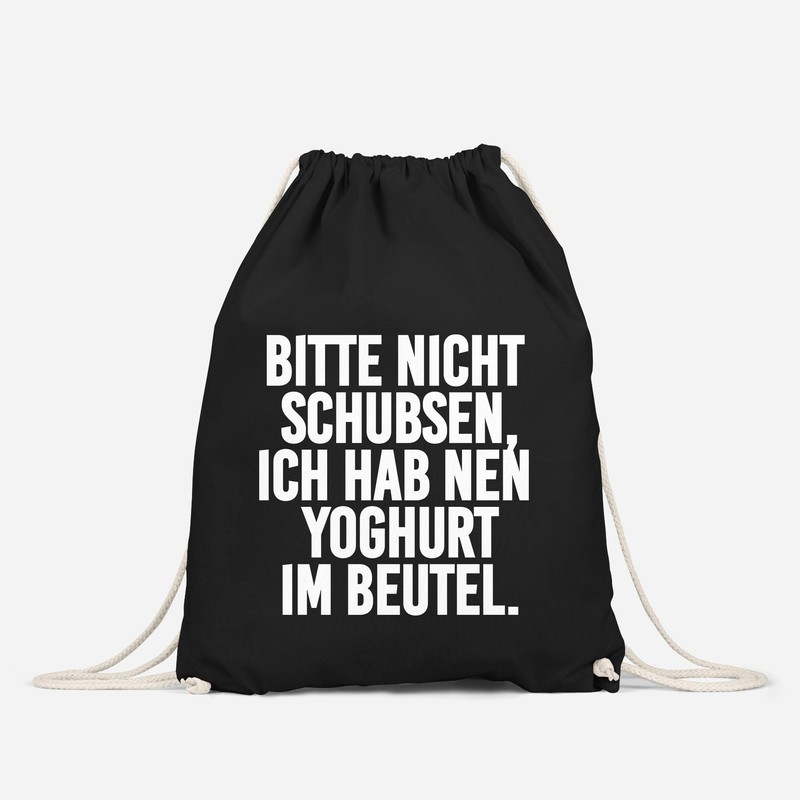MoonWorks Gym Bag, "Bitte nicht schubsen ich hab nen Yoghurt