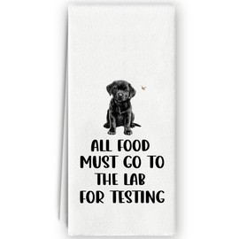 Bnzolyoia Black Labrador Kitchen Towels - Labrador Retriever Gifts, Labrador Decor, Dog All Food Must Go to The Lab for Testing Hand Towels Dish Towels for Bathroom Kitchen 16x24 Inch