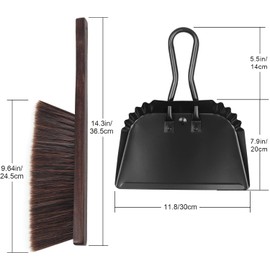 Dust Pan and Brush Set-Handheld Angled DustPan and Hand Broom Set, Large dust pan with handle,Heavy Duty Metal Dustpan and Brush Set Home For Small Item Sweeping Rubber Coated Easy to Grasp Handle