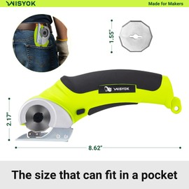 WISYOK Cordless Electric Scissors, 4.2V Rechargeable Cardboard Cutter with Safety Lock, 2 Blades & Storage Bag, Electric Box Cutter for Crafts, Leather, Plastic, Felt, Gifts for Men