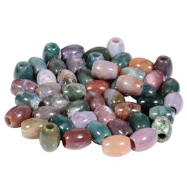 Nupuyai 4.5 mm Indian Agate Crystal Stone Beads Large Hole Oval Shape Loose Beads for Bracelet Necklace Jewellery Making, Pack of 18