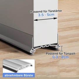 JINMEE Door Seal Draught Excluder for Doors 96 cm Door Floor Seal for Cold Protection with Double-Sided Felt Strips Can Be Cut to Size White
