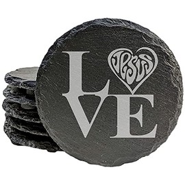 Faith and Hope: Laser Etched Heart of the Home: Love Jesus Coasters with Style - Round Slate - set of 8