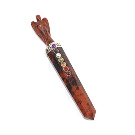 Jet International Mahogany Obsidian Angel Chakra Wand Stick Approx. 6.5 inch Energized Charged Cleansed Programmed Pure Genuine Stick Free Booklet Crystal Therapy Image is JUST A Reference