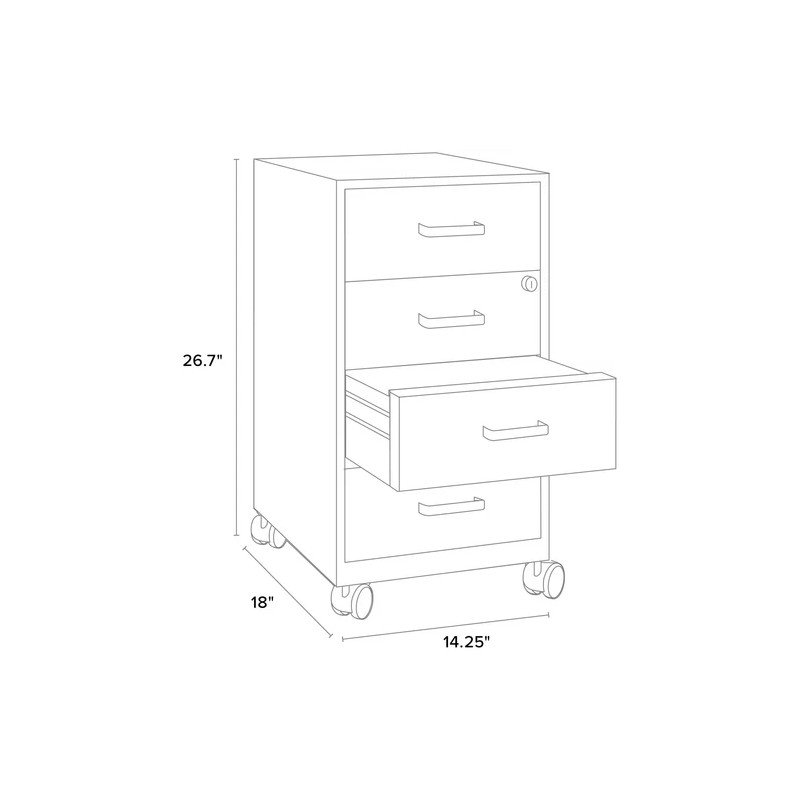 Hirsh Industries LLC Space Solutions 18"D 4 Drawer Metal Mobile