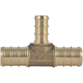 SharkBite 1/2 Inch x 1/2 Inch x 3/8 Inch Crimp Reducing Tee, Brass Plumbing Fitting, PEX Pipe, PE-RT, UC363LFA