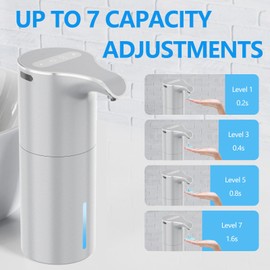 YIKHOM Automatic Liquid Soap Dispenser, 15.37 oz Waterproof Wall Mounted Soap Dispenser with 7 Adjustable Levels, Liquid Dish Hand Soap