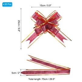 PATIKIL 6" Large Pull Bow, 20 Pack Present Baskets Wrapping Bows Gift Ribbon Bows for Christmas Weddings Valentine's Day Present Decor, Burgundy