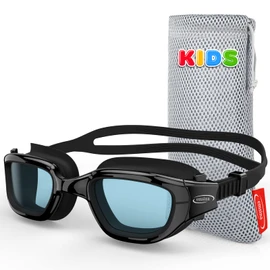 Emsina Kids Swim Goggles,Super Anti-Fog Swimming Goggles for Kids Age 7-12 Boys and Girls (BlackSmoke)