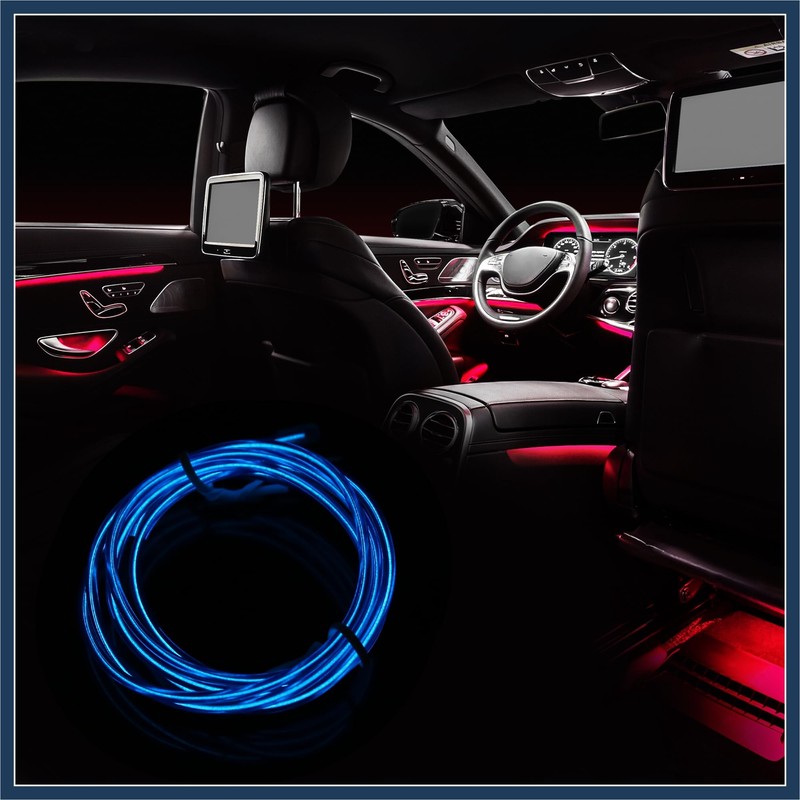 VekAuto 1 Meter/3ft Neon Glowing EL Wire Strip Blue Light